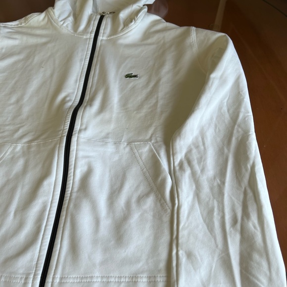 NWOT Lacoste White Zip-Up Hoodie - Picture 3 of 5